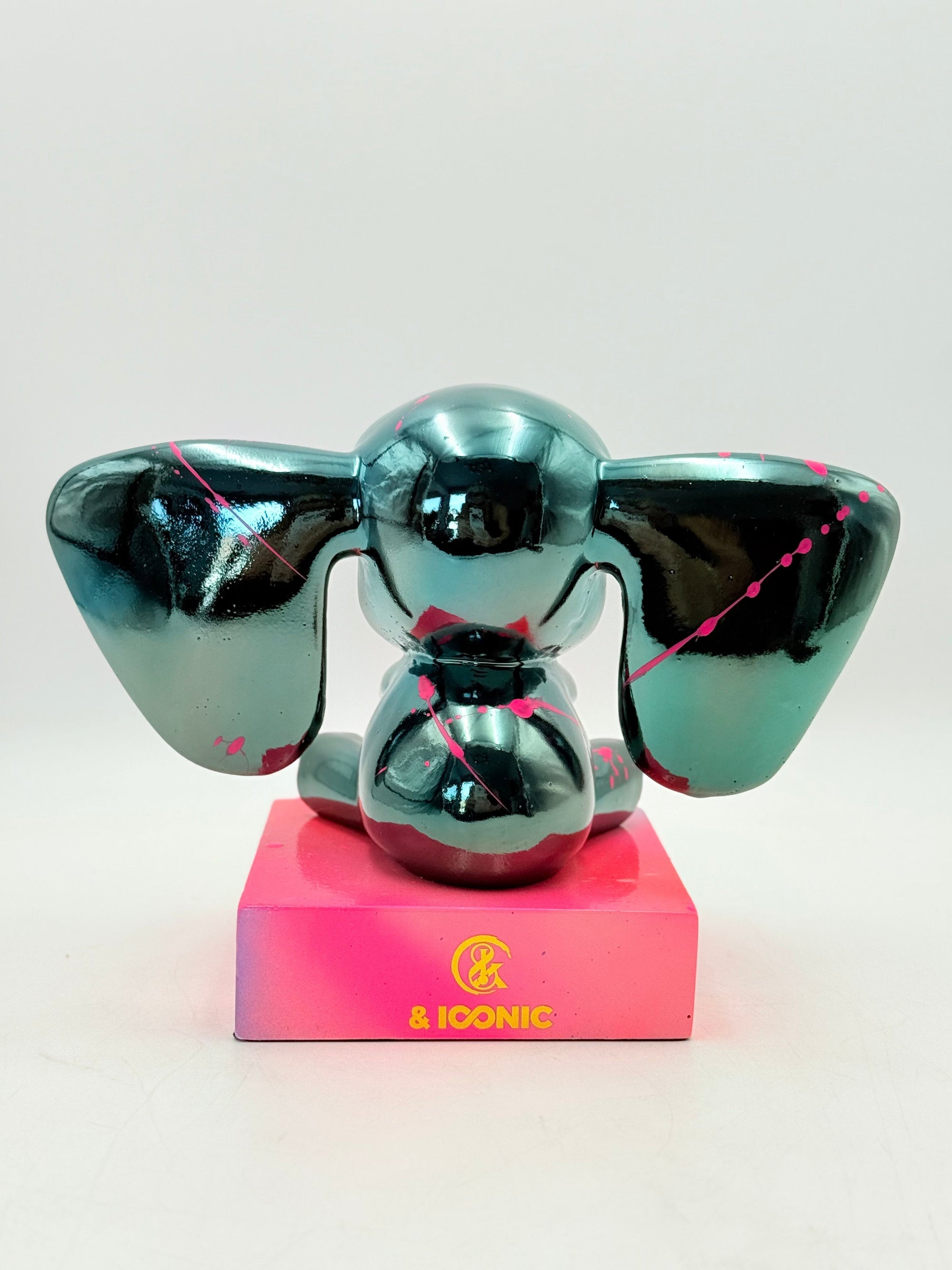 And Iconic Love Elephant Sculpture Blue Chrome Style