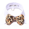 White Shirt Dog Collar with Leopard Bow Tie