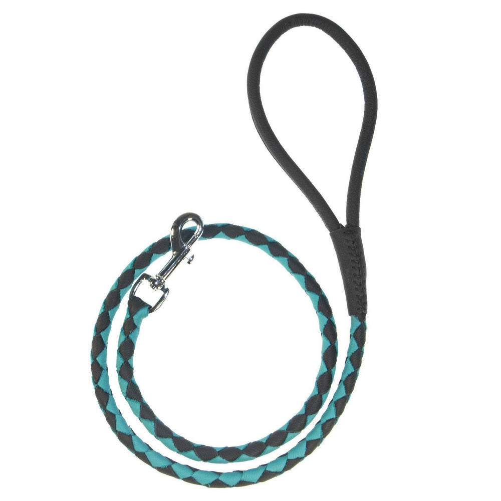 Dogline Soft Leather Dual-Color Braided Round Dog Lead