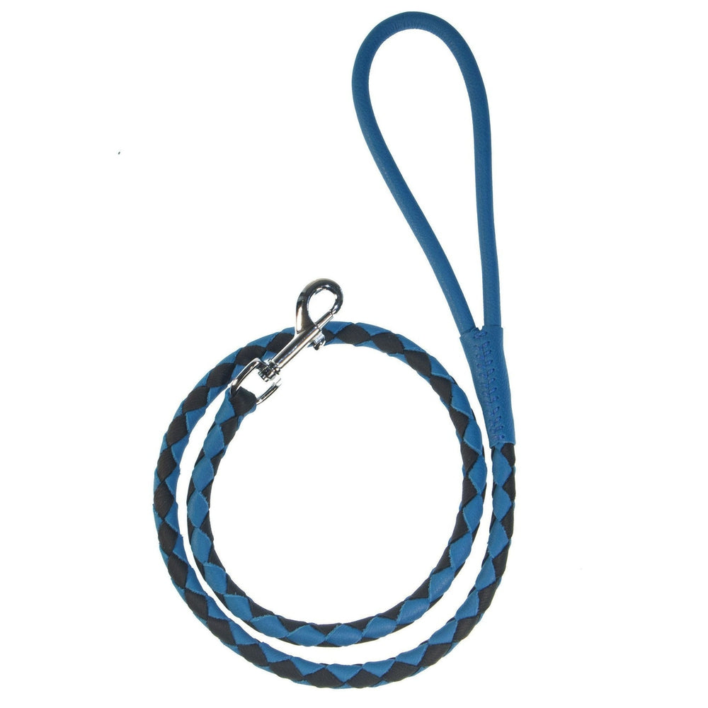 Dogline Soft Leather Dual-Color Braided Round Dog Lead