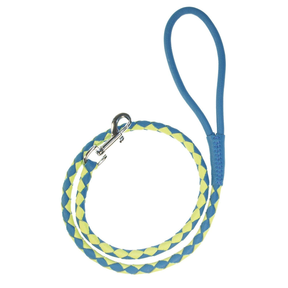 Dogline Soft Leather Dual-Color Braided Round Dog Lead