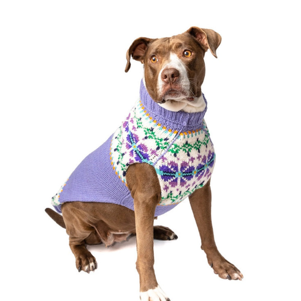 Chilly Dog Lavender Flowers Wool Dog Sweater