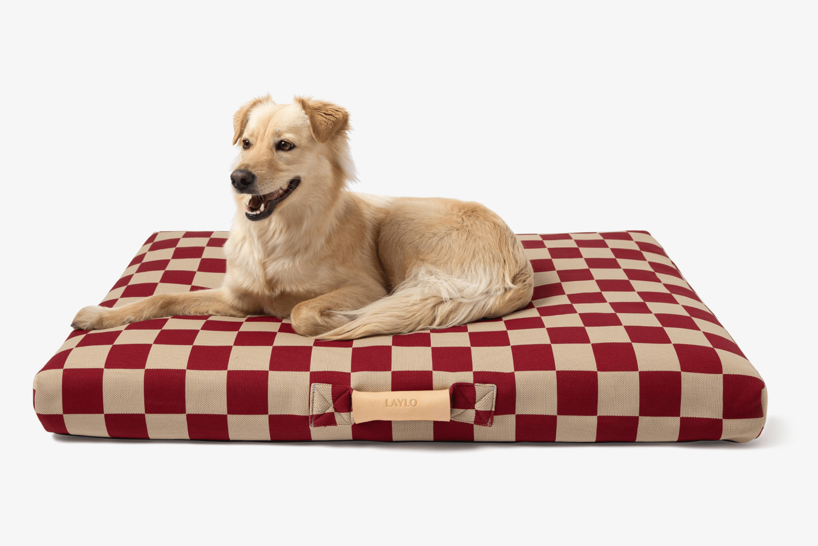 Red Checker | Dog Bed with Cover | Red Checkered Bedding