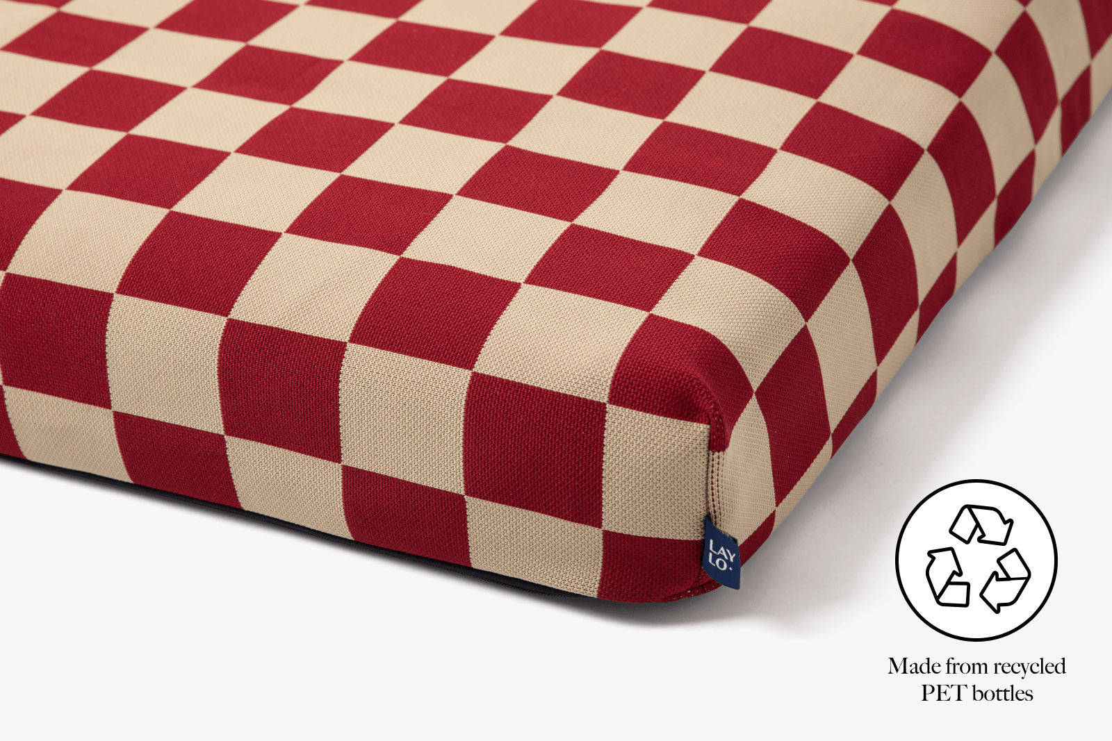 Red Checker | Dog Bed with Cover | Red Checkered Bedding