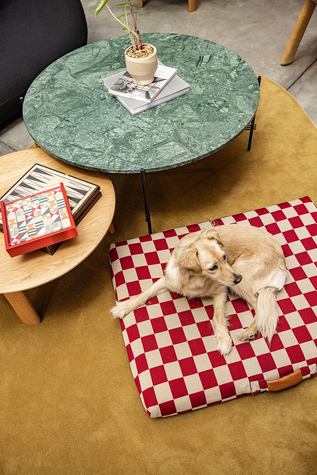 Red Checker | Dog Bed with Cover | Red Checkered Bedding