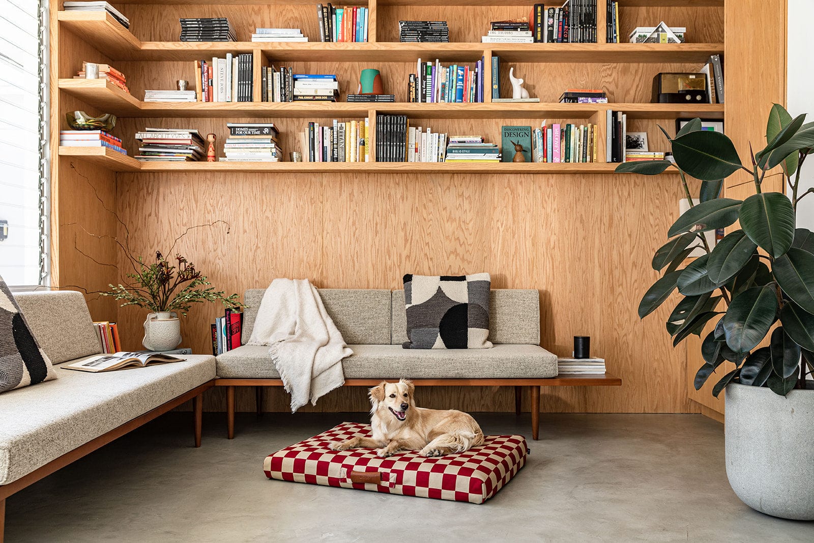 Red Checker | Dog Bed with Cover | Red Checkered Bedding