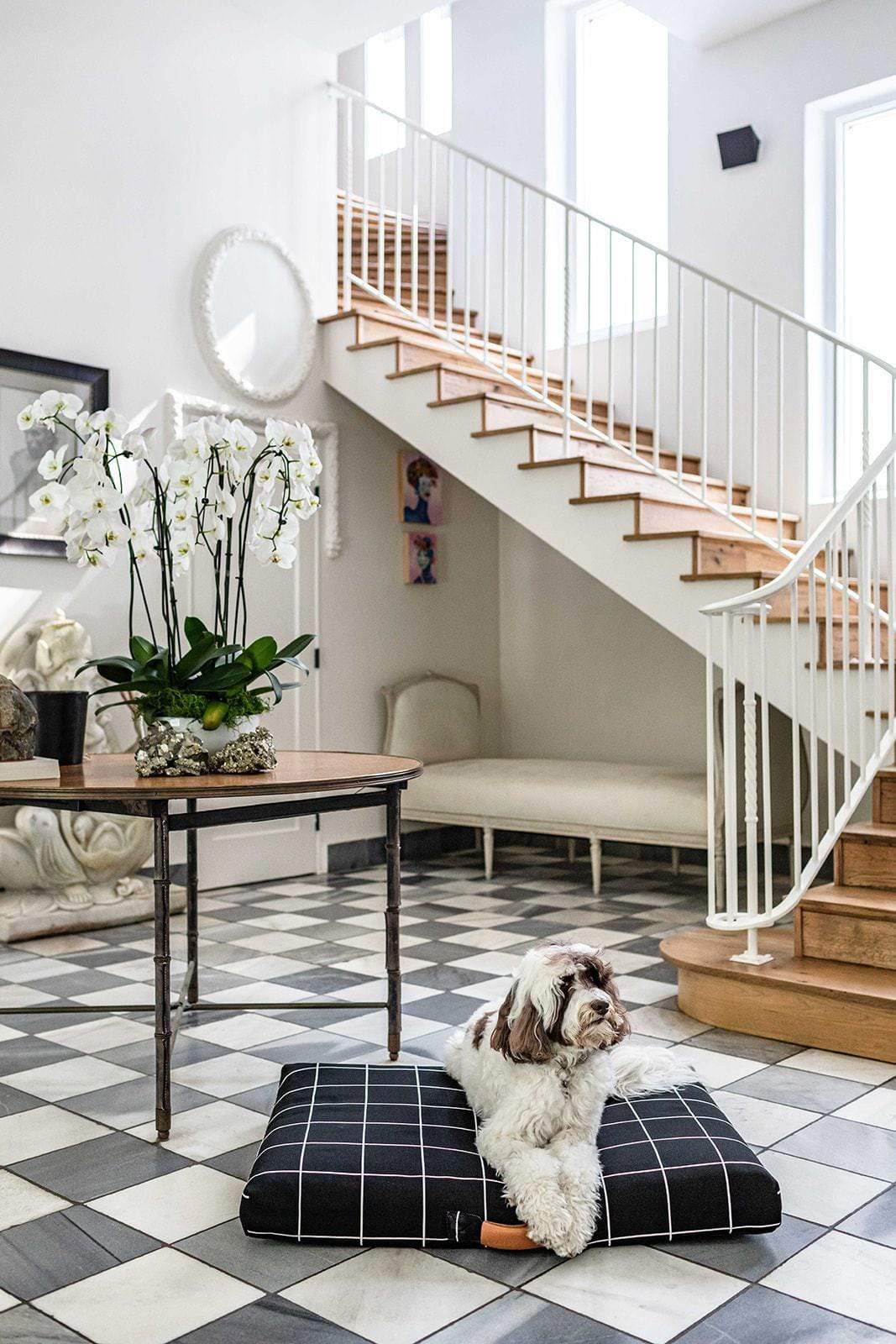 Black Grid | Fancy Dog Bed or Bed Cover