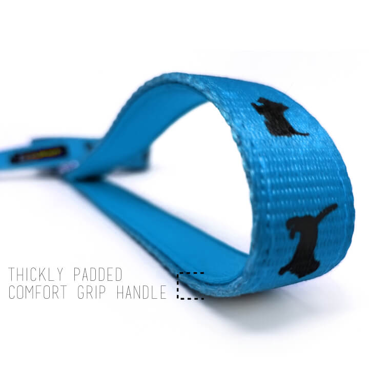 EcoBark Sky Blue Dog Leash- Padded Comfort Grip Padded Leash Dog Pattern - 4 Foot, 5 Foot, 6 Foot Leash for Small and Medium Dogs