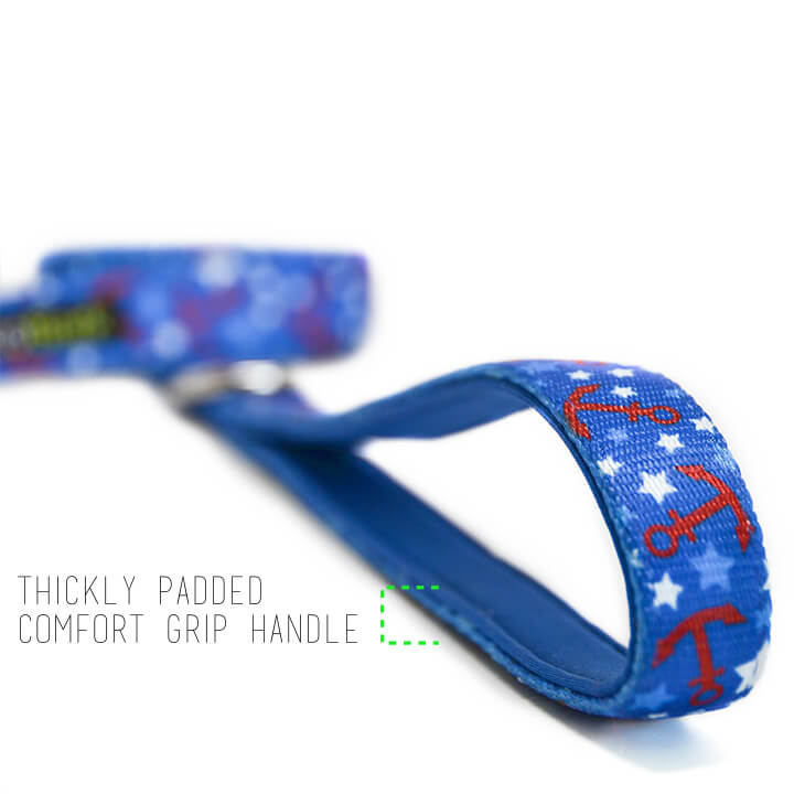 EcoBark Nautical Dog Leash-Padded Comfort Grip Leash - 5ft Leash for Small and Medium Dogs
