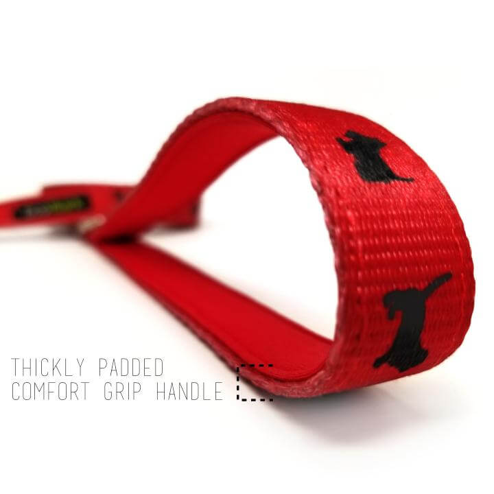 EcoBark – Cherry Red Comfort Grip Padded Dog Leash