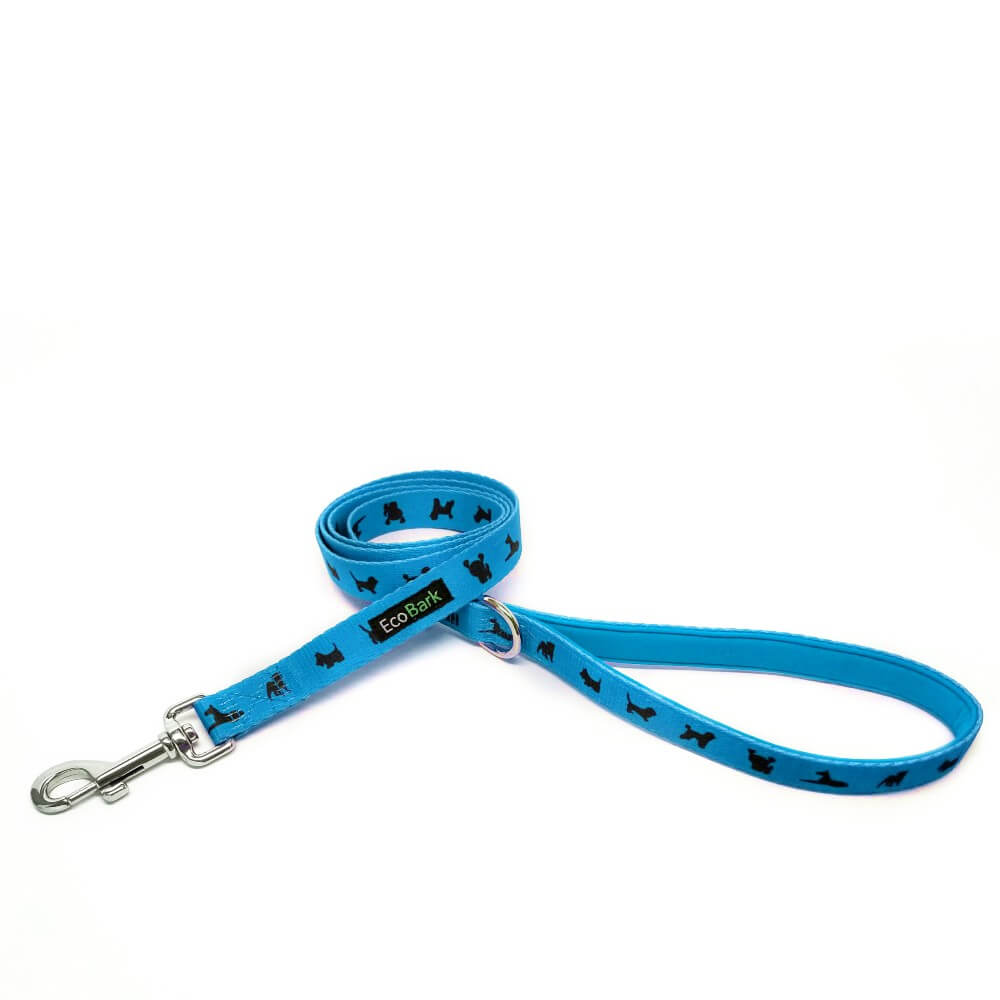 EcoBark Sky Blue Dog Leash- Padded Comfort Grip Padded Leash Dog Pattern - 4 Foot, 5 Foot, 6 Foot Leash for Small and Medium Dogs