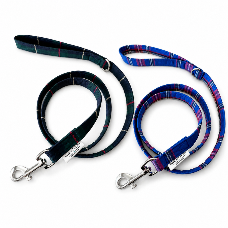 Heads or Tails Pup Plaid Dog Leash