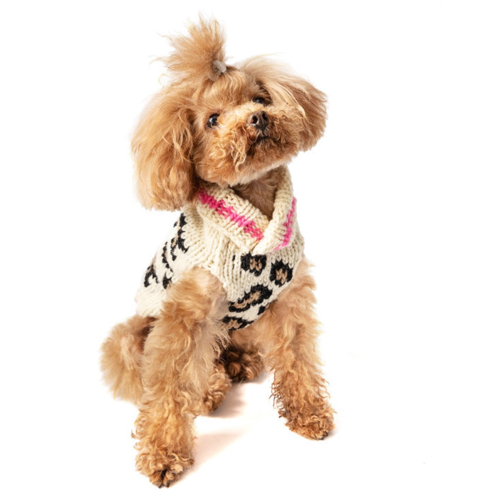 Chilly Dog Leopard Print Wool Dog Sweater