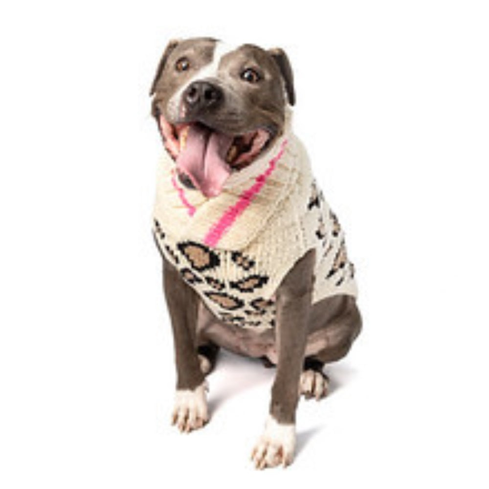Chilly Dog Leopard Print Wool Dog Sweater