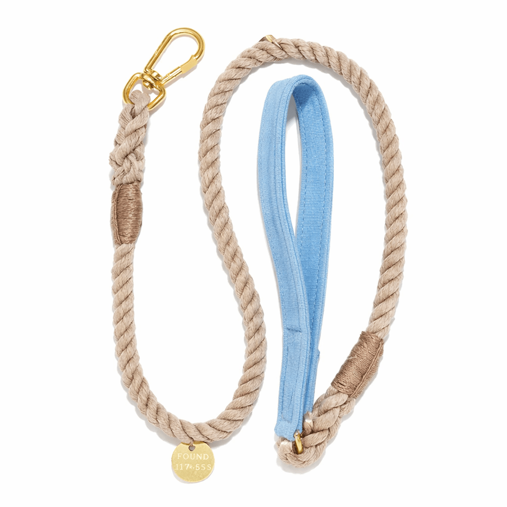 Light Blue Waxed Cotton Canvas Animal Leash