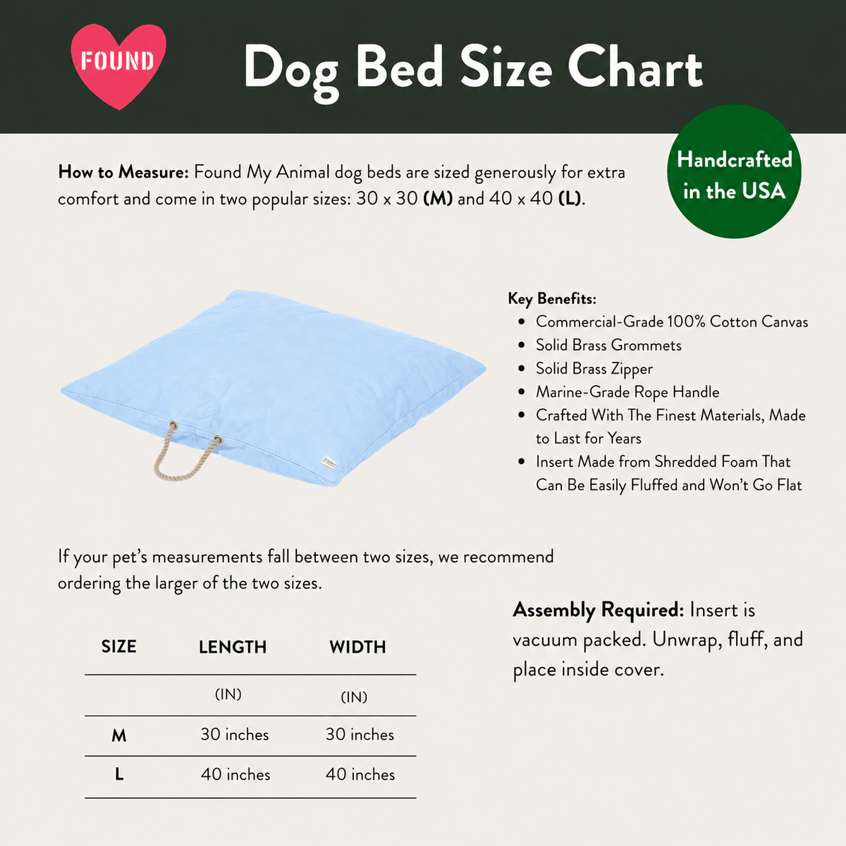 Light Blue Waxed Cotton Canvas Dog Bed