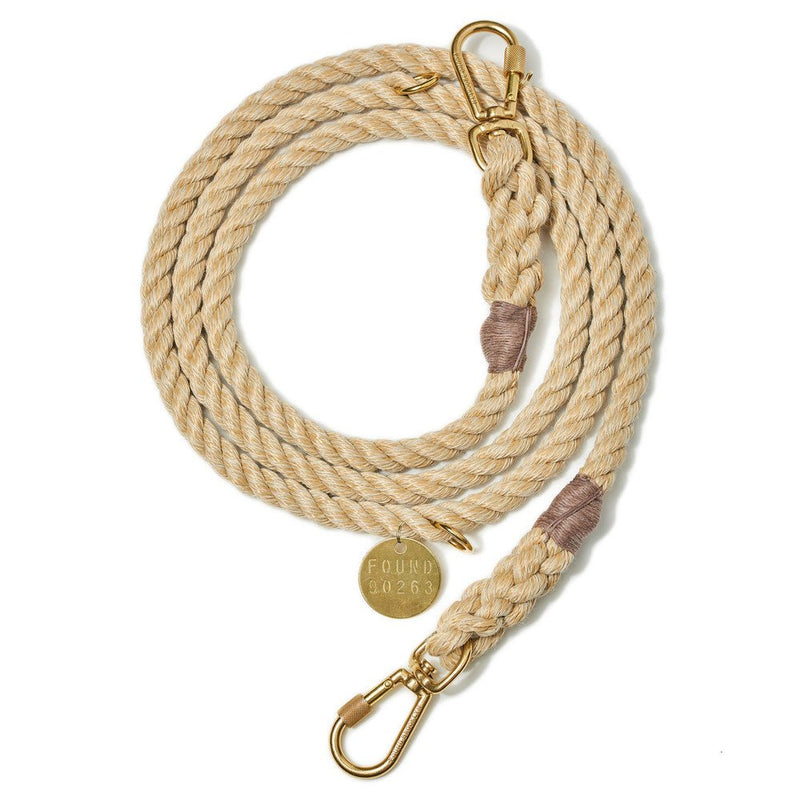 Light Tan Rope Dog Leash, Adjustable & Handcrafted - Found My Animal