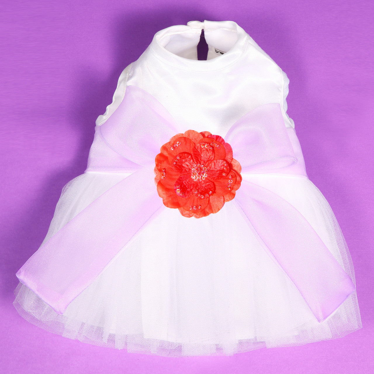 The Madeleine Harness Dog Dress with Lilac Sash