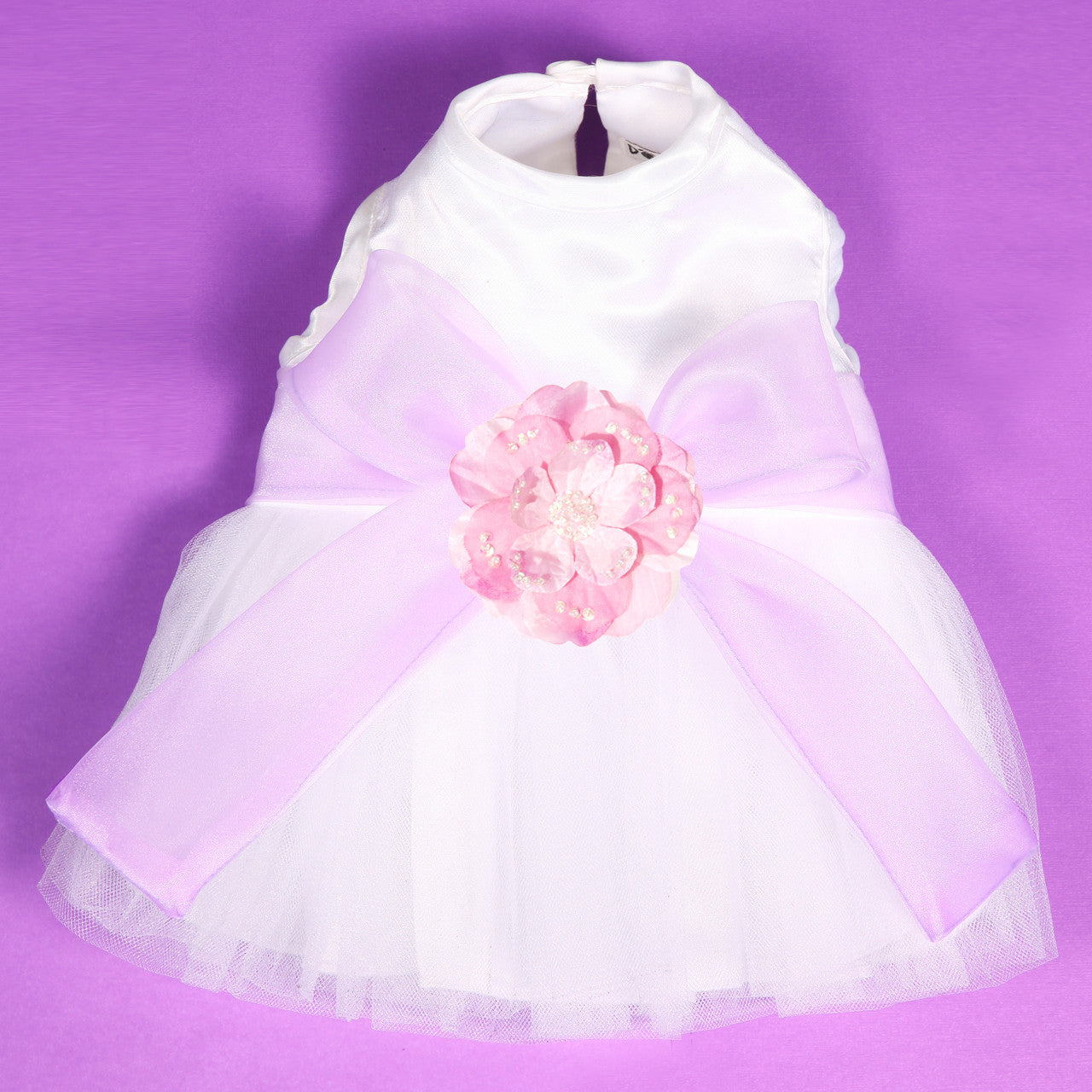 The Madeleine Harness Dog Dress with Lilac Sash