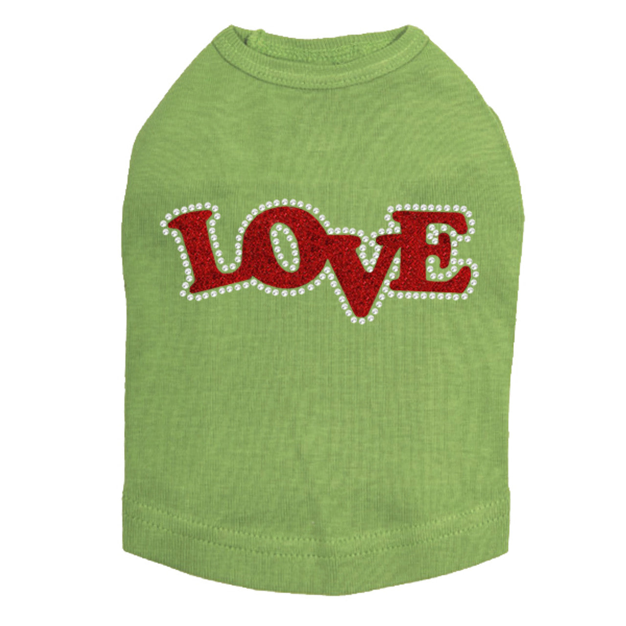Love (Red Glitter) - Dog Tank