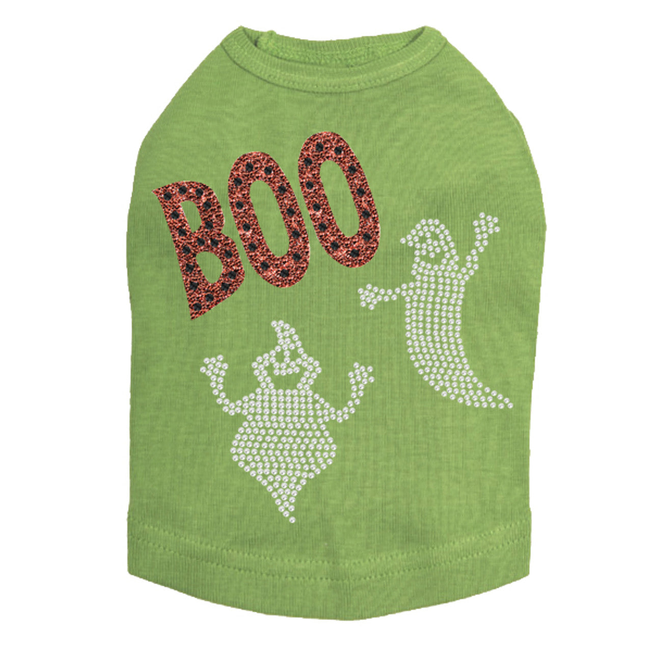 Orange Glitter Boo with Rhinestone Ghost - Dog Tank