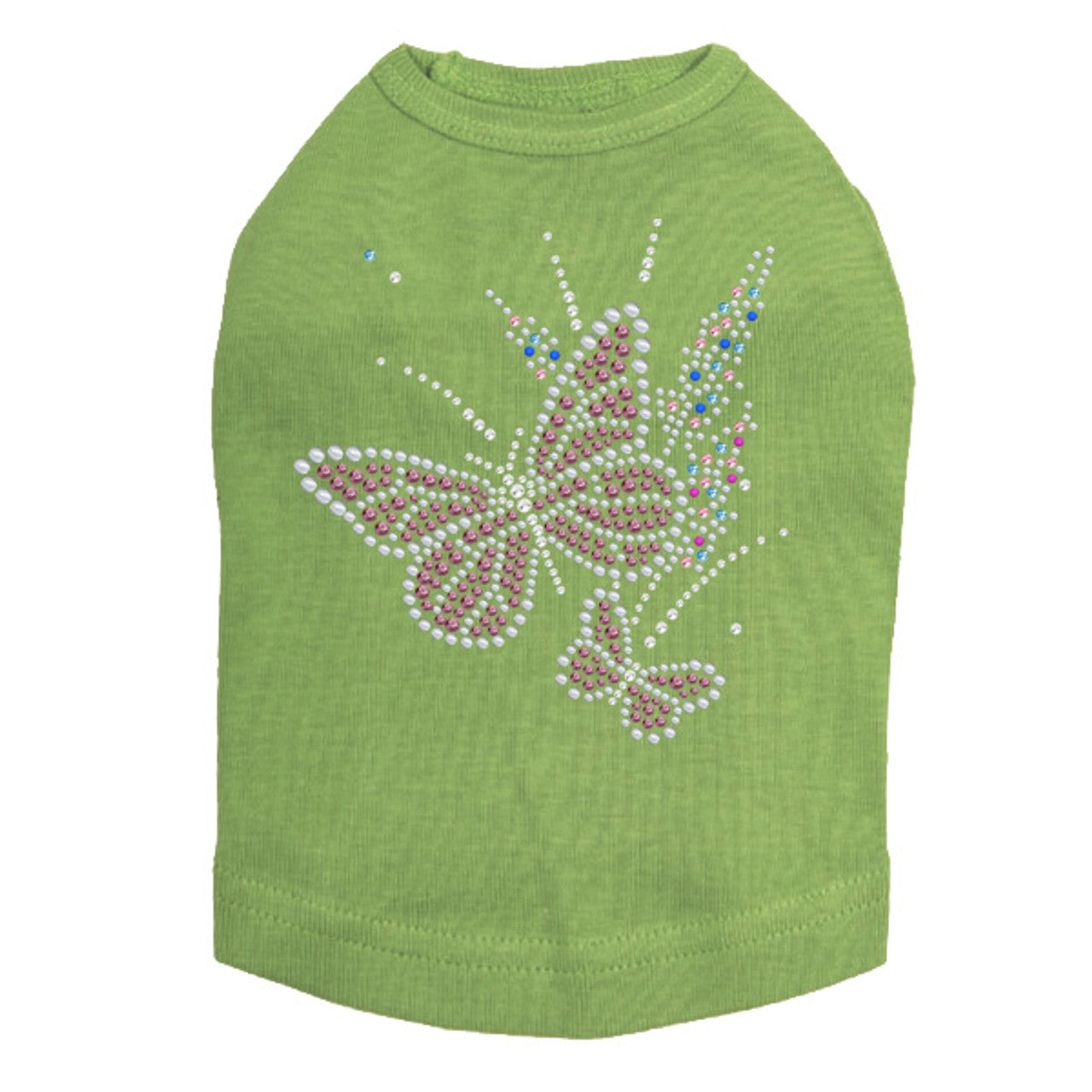 Pink Butterfly with Flowers - Dog Tank