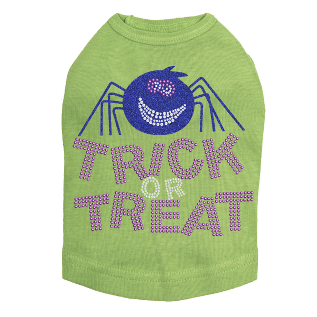 Trick or Treat with Blue Glitter Spider - Dog Tank