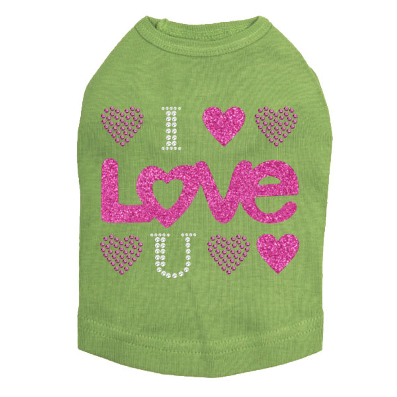 I Love You Pink Glitter - Dog Tank