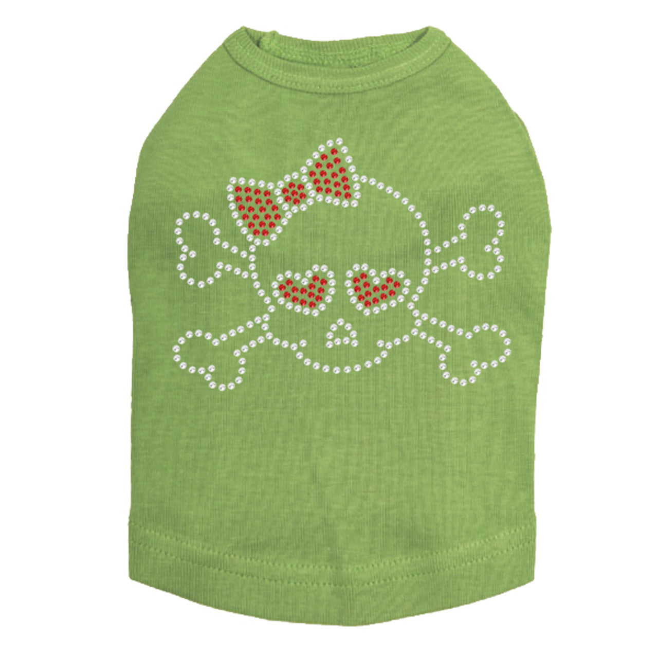 Skull with Red Bow - Dog Tank
