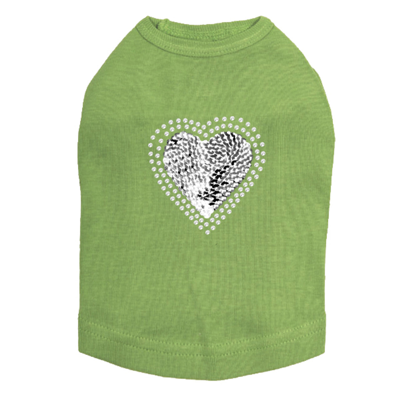 Sequin Silver Heart - Dog Tank