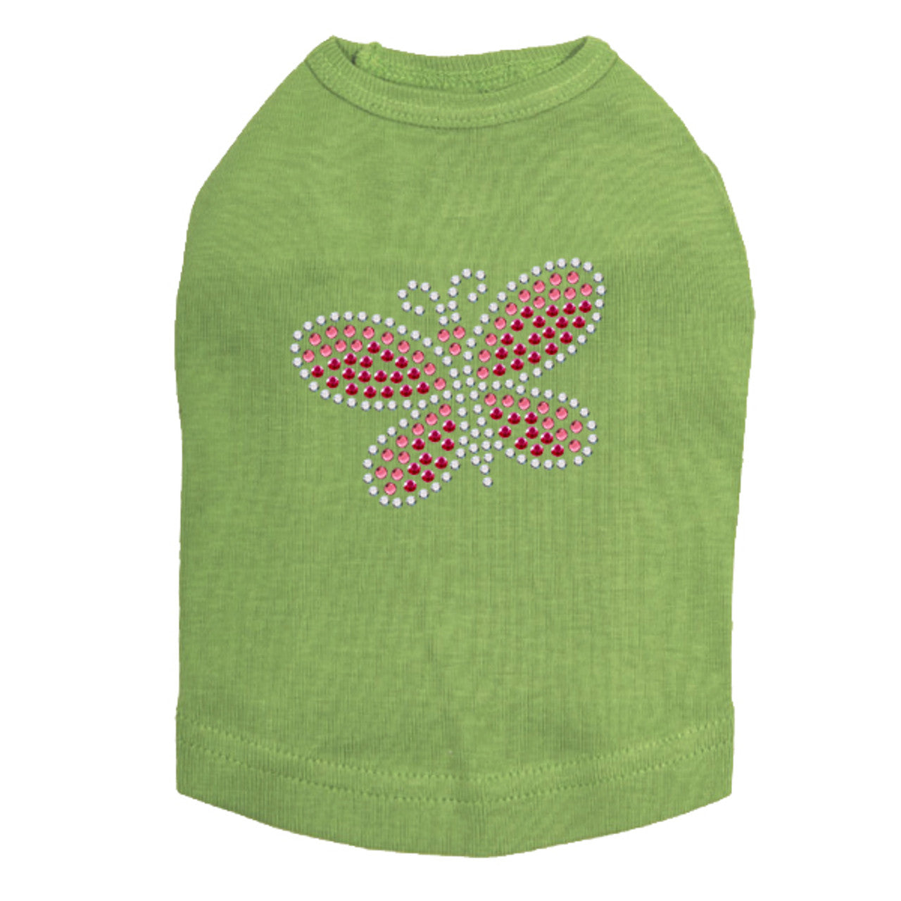 Pink Rhinestone & Rhinestud Butterfly - Dog Tank
