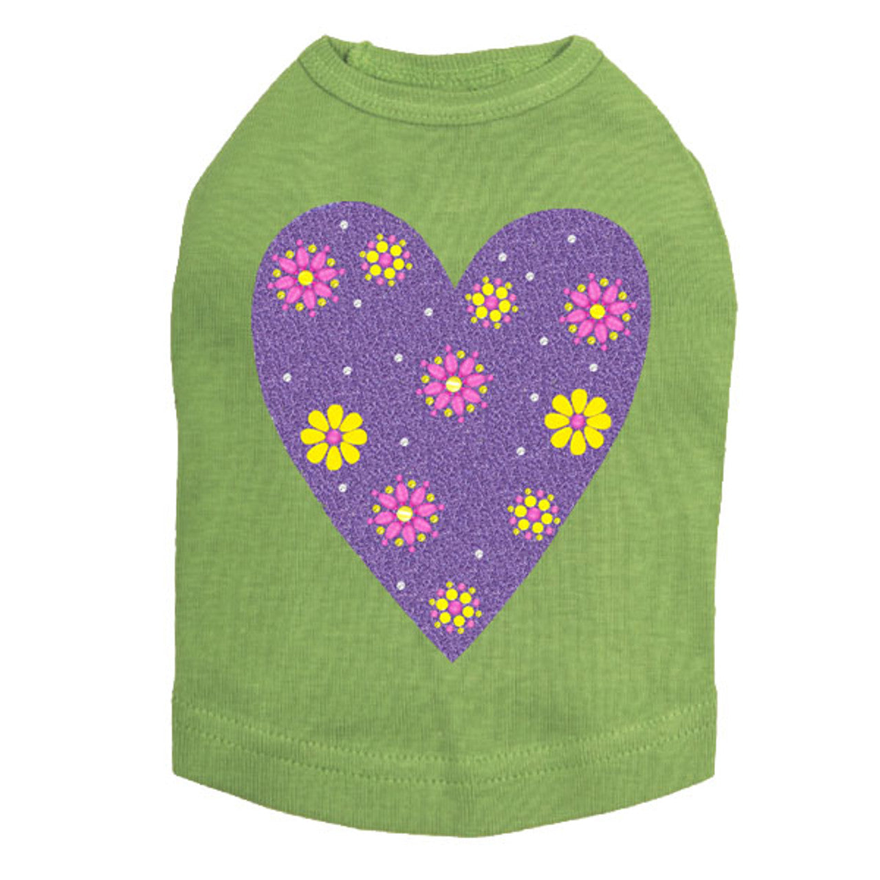 Purple Glitter Heart - Dog Tank