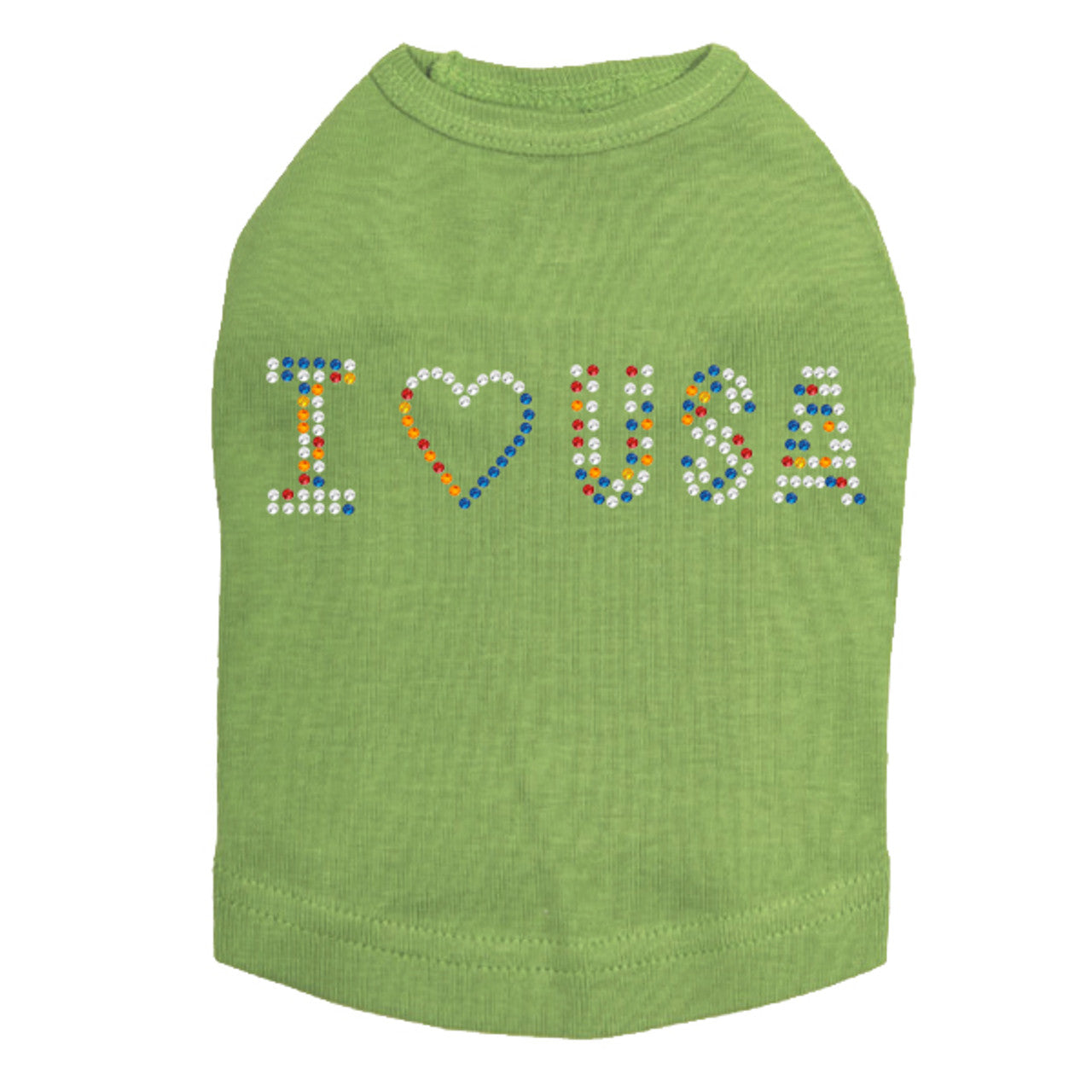 I Love USA (Multicolor Rhinestones) - Dog Tank