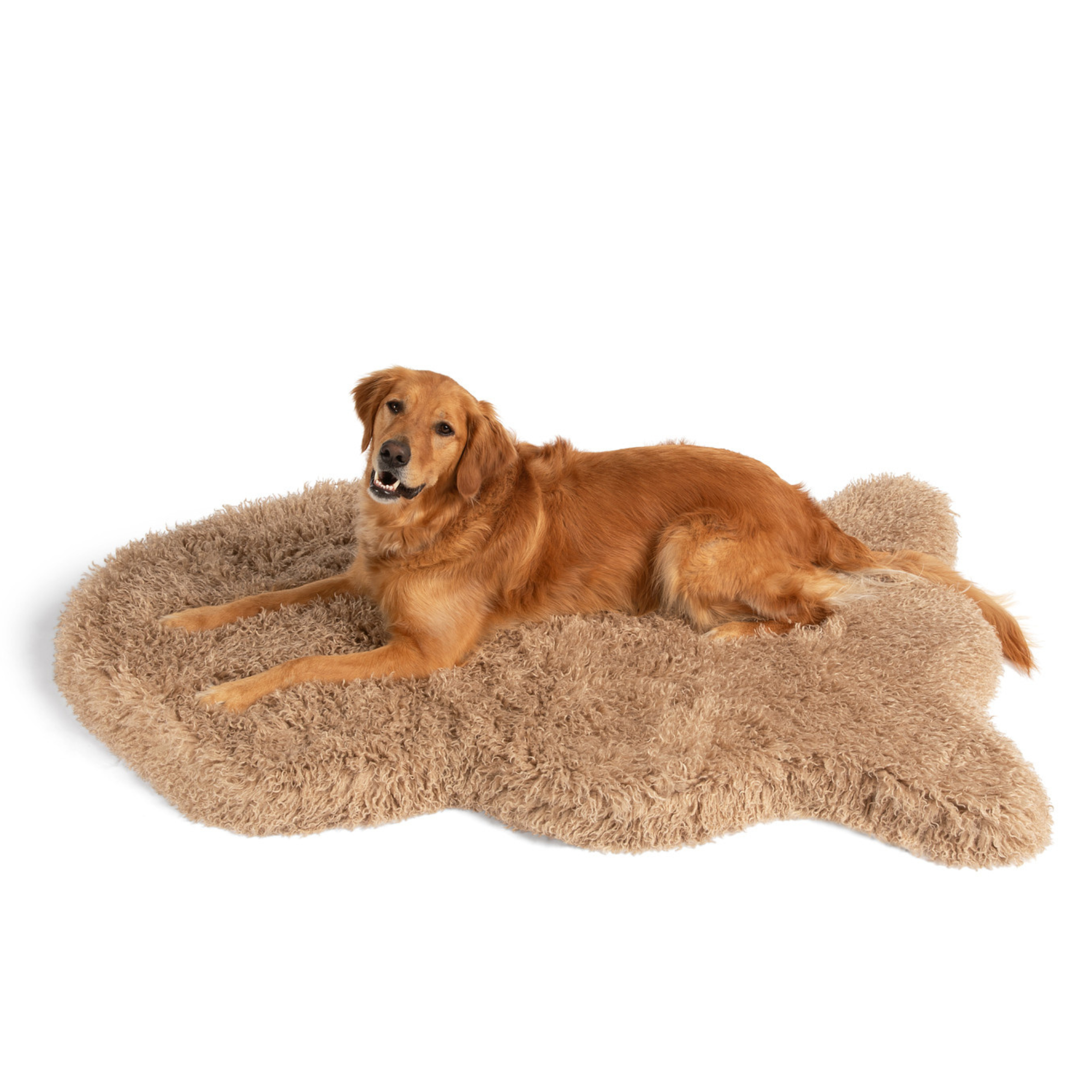PupRug Luxe Faux Fur Orthopedic Dog Bed Plush Sheep Tan 
