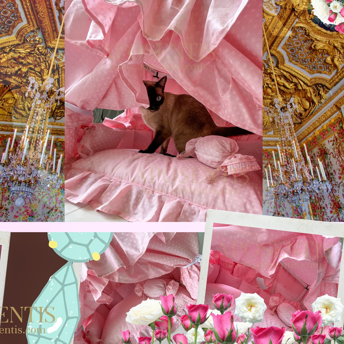 Pink Pet House Bed With Washable Cushion