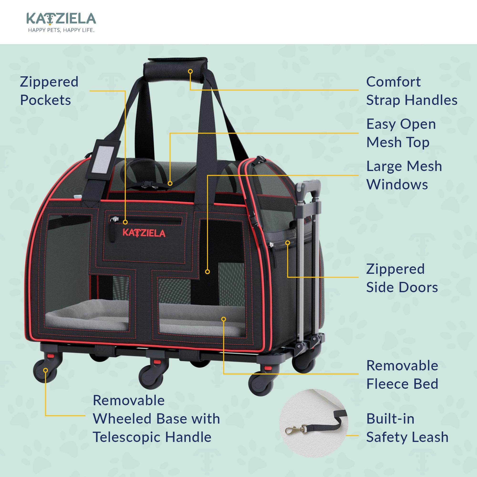 Luxury Lorry Pet Carrier with Removable Wheels and Telescopic Handle