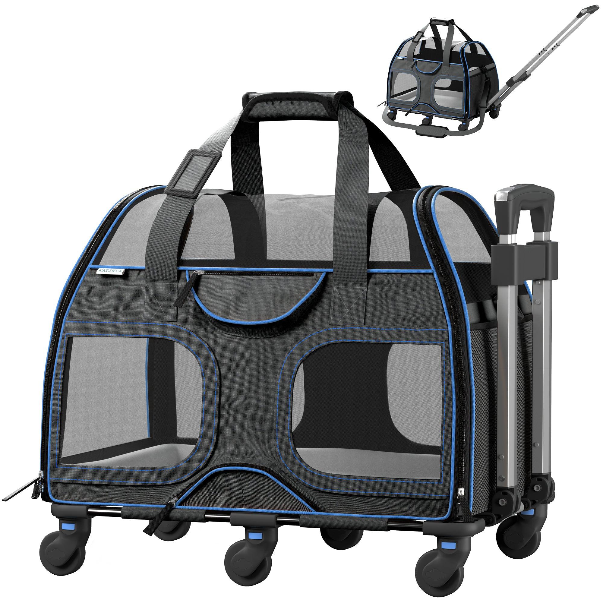 Luxury Rider Pet Carrier with Removable Wheels and Telescopic Handle