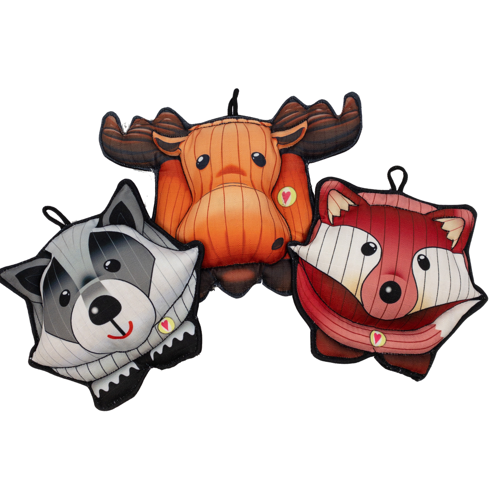 HuggleTuffTM Puffies Woodland Friends Plush Dog Toys, 3 Pack