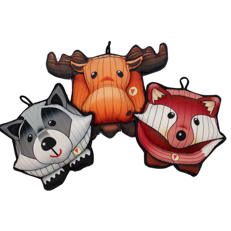 HuggleTuffTM Puffies Woodland Friends Plush Dog Toys, 3 Pack
