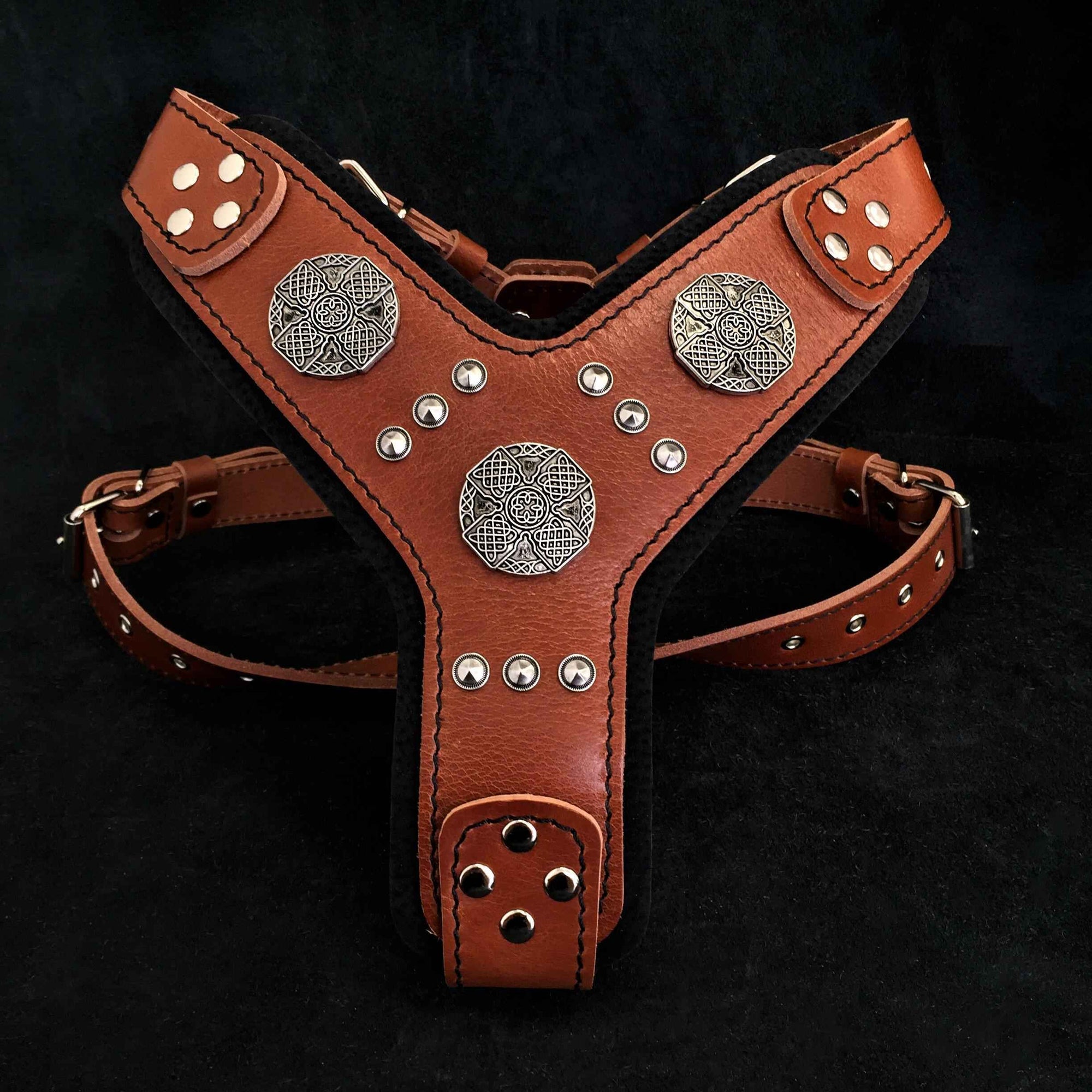 Bestia Maximus Silver Leather Dog Harness