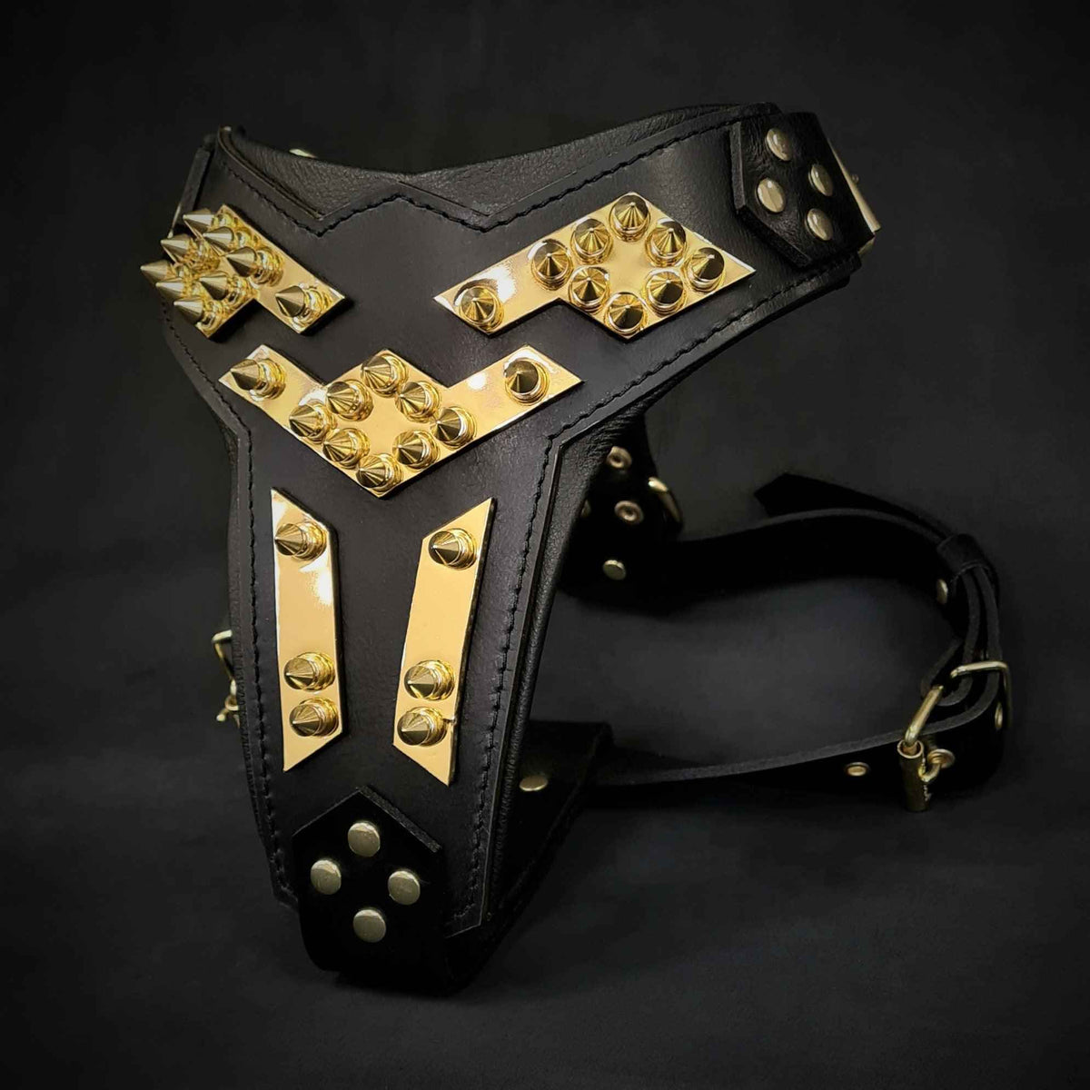 Bestia Midas Leather Gold Dog Harness