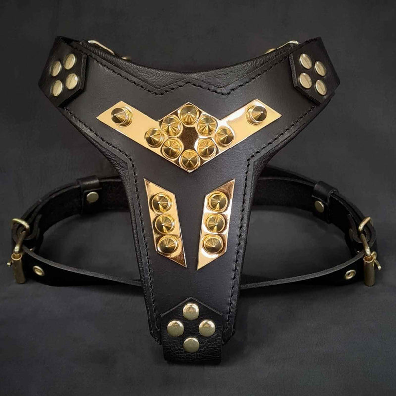 Bestia Midas Leather Gold Medium Dog Harness