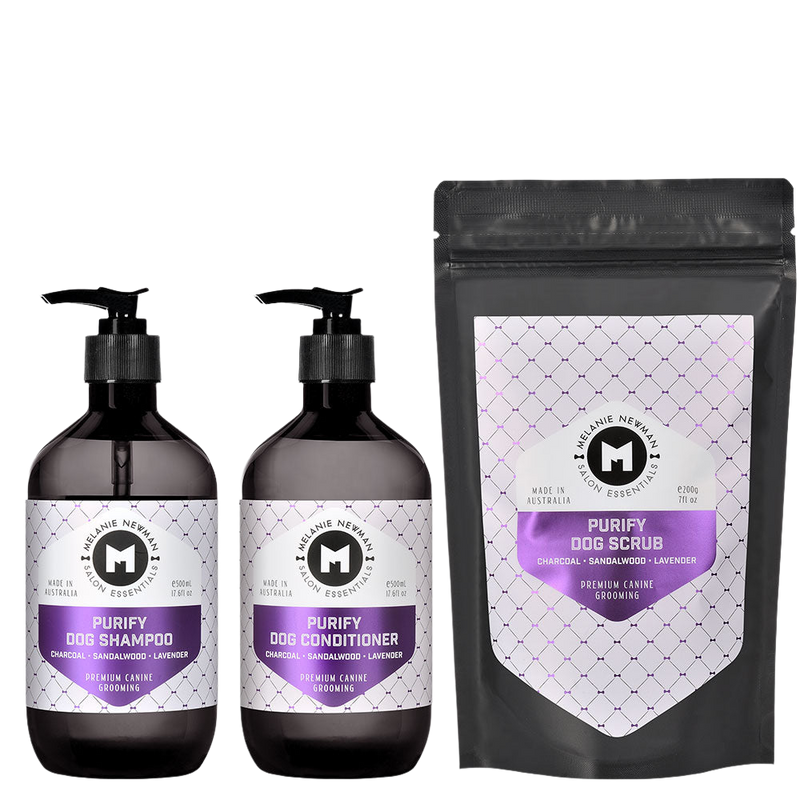Purify Shampoo 500ml, Conditioner 500ml, Scrub 200g by Melanie Newman