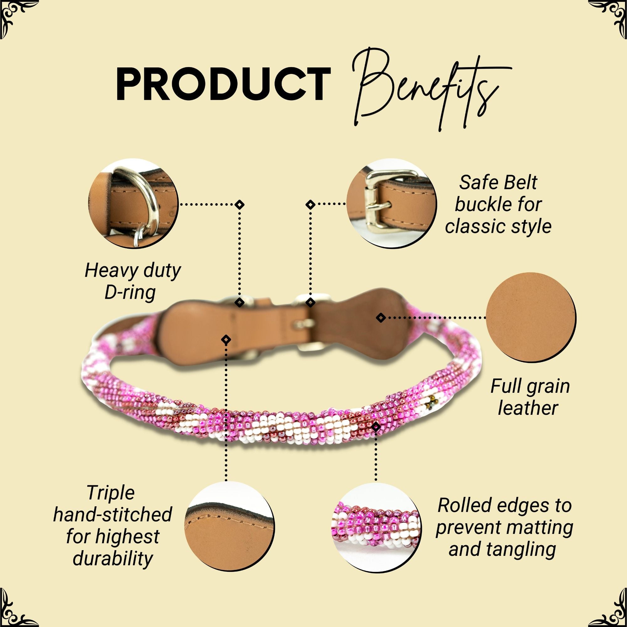 Melrose Sambboho dog collar (rolled)