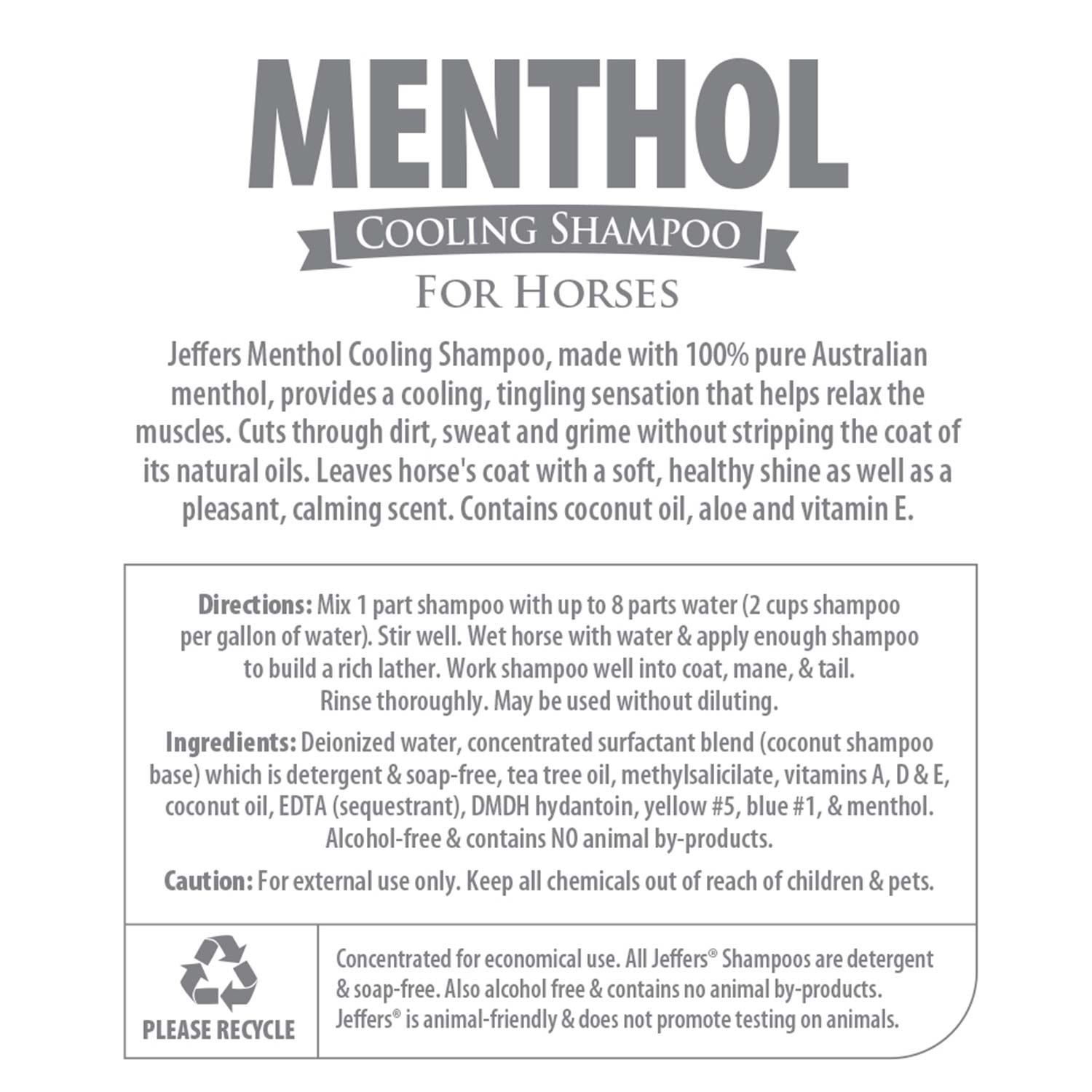 Jeffers Equine Menthol Cooling Shampoo for Horses