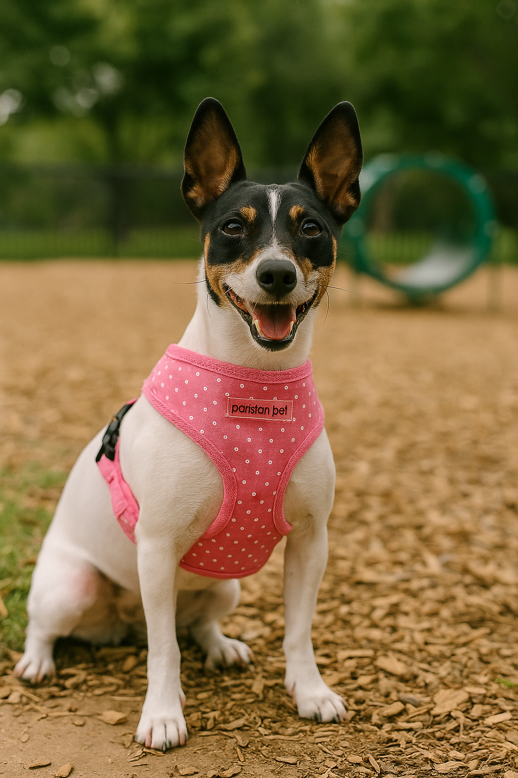 Parisian Pet Pink Dot Harness for Dogs & Cats  Adjustable, Comfortable Pink Polka Dot Dog Harness, Stylish Fit for Small Pets