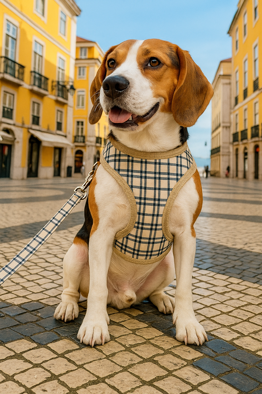 Parisian Pet Freedom Harness Khaki Plaid for Dogs & Cats  Comfortable and Adjustable Dog Harness, Stylish Khaki Plaid Design