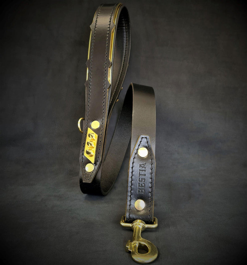 Bestia Dog Gear The Midas leash Genuine Leather Black pet supplies
