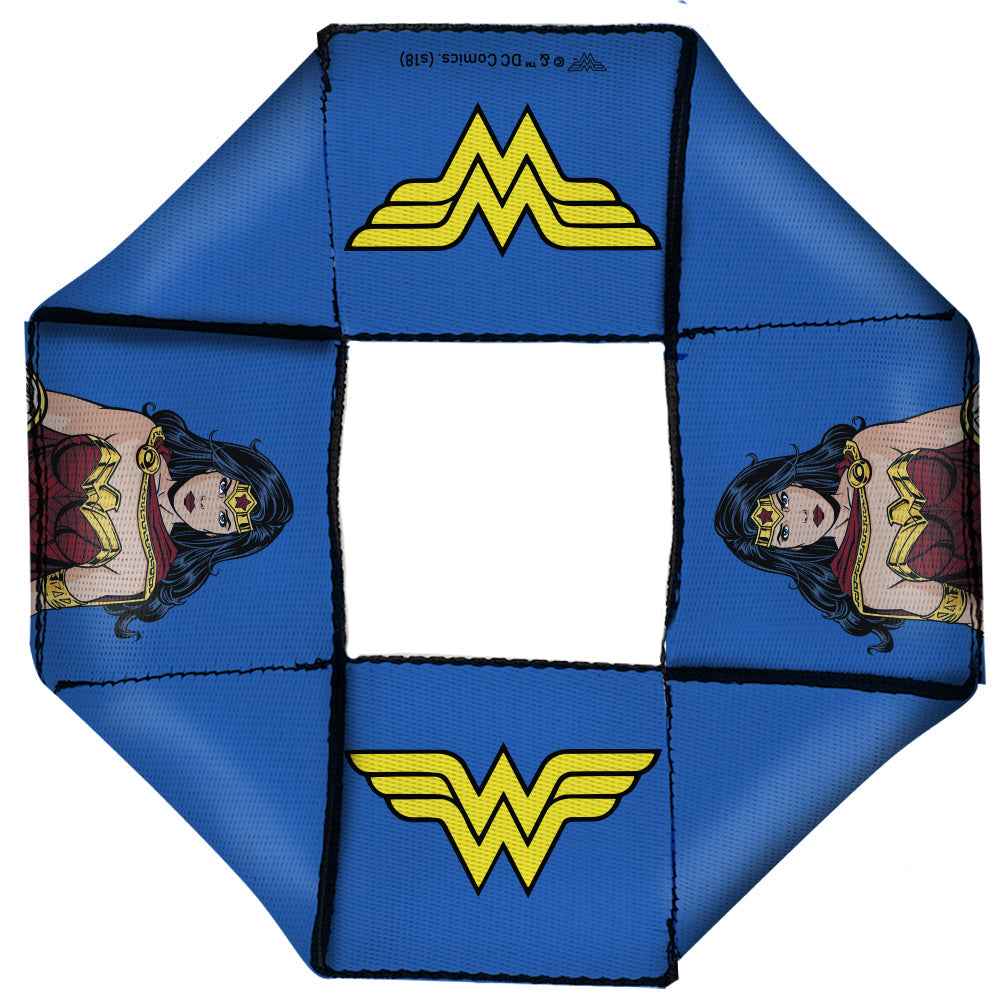 Buckle-Down Wonder Woman JL Rebirth Pose WW Icon Blue Squeaky Octagon Flyer Dog Toy