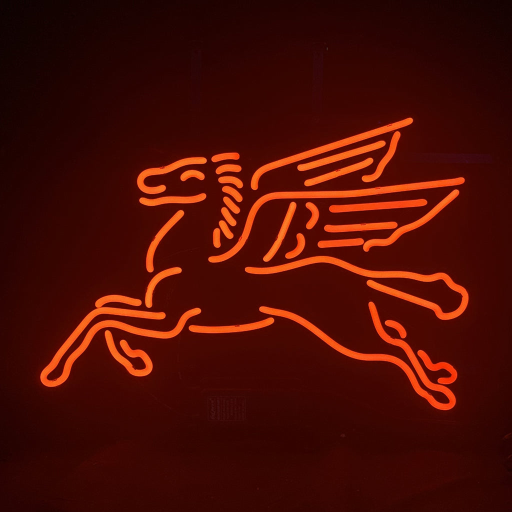 Mobilgas Flying Horse Red Real Glass Neon Sign